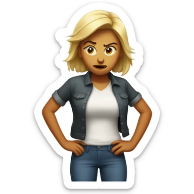 angry lady with hands on her hips sticker