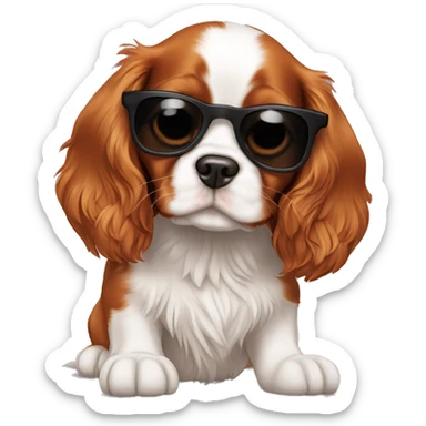 cavalier king charles spaniel puppy with sunglasses sticker