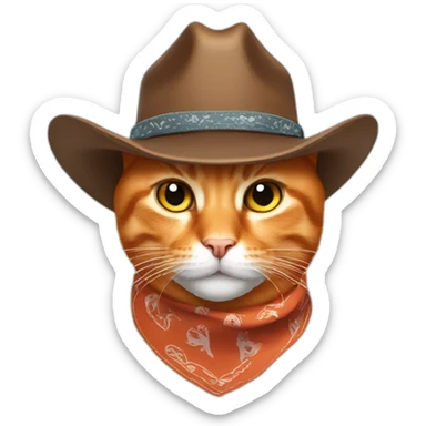 Orange cat with cowboy hat and bandana sticker