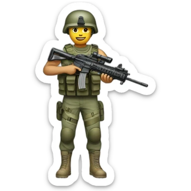 male soldier holding assault rifle sticker