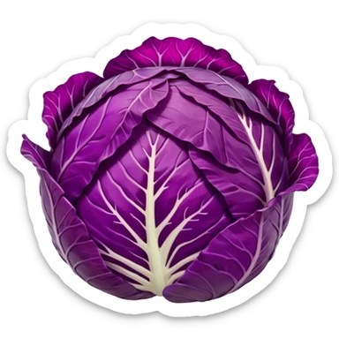 Red cabbage sliced without bowl with big cabbage head in the background sticker