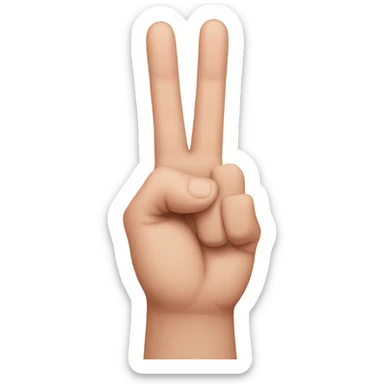 Peace sign with thumb out, so only fingers down are pinky and ring finger sticker