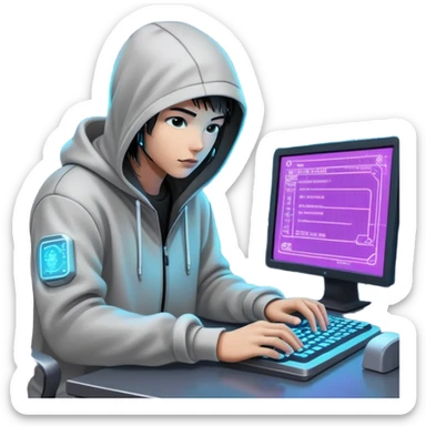 monochrome cyberpunk hacker terminal command center sticker