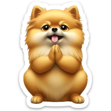 Pomeranian praying sticker