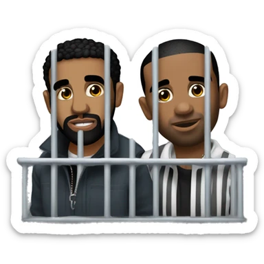 Drake the rapper and p diddy the rapper both behind a jail cage sticker