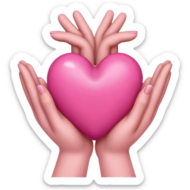heart with brown hands, pink heart in middle sticker