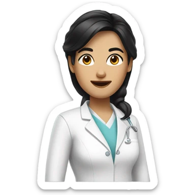 a woman dentist with dark brown redish black hair sticker