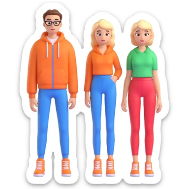 Draw these two characters in full height, keeping the same 3D cartoon style, black background, and their current outfits and appearance. sticker
