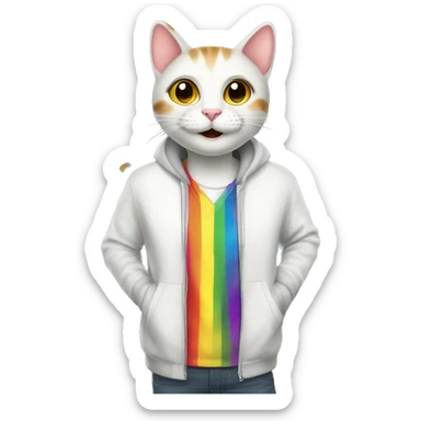 happy gay cat on a clothing shopping spree sticker