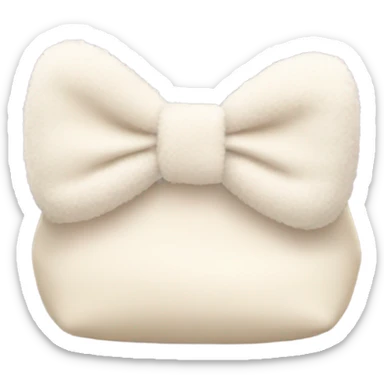 fluffy cream cosmetic bag with a bow sticker