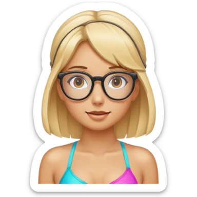Blonde girl with glasses on her head at the beach sticker