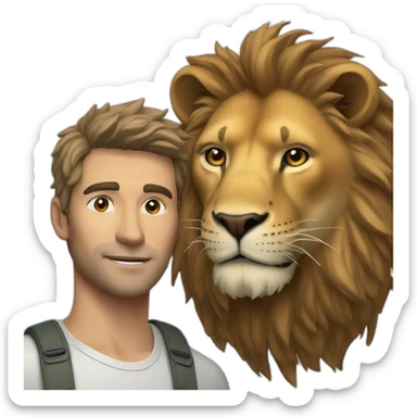 Un humain avec une tête de lion sticker