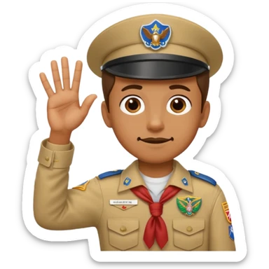 close-up of a hand making the boy scout three-finger salute sticker