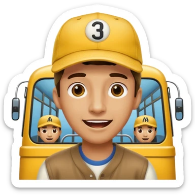 autobus de equipo llevando a egnte de basebal  y un chofer sticker