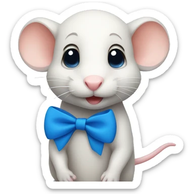 A very cute rat with a blue bow sticker