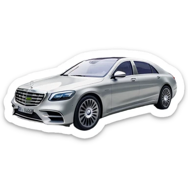 Mercedes-Benz S-Class (2022) – cinematic-realistic Mercedes-Benz S-Class emoji, its sleek silver body cutting through the city streets, a symbol of refinement and prestige. The air suspension glides over uneven terrain, while the driver enjoys the serene comfort of the cabin, surrounded by cutting-edge technology. sticker
