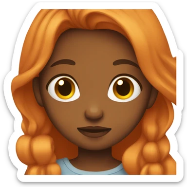 Girl with long orange hair holding baby boy with brown hair  sticker