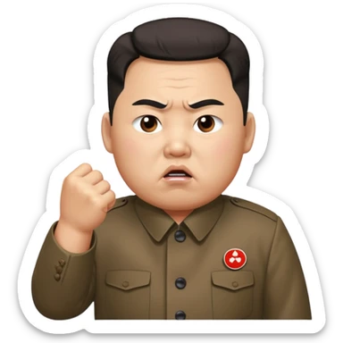 Kim Jong Un from North Korea with angry pout on face and shaking fist sticker