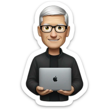 tim cook with black macbook pro sticker