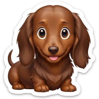 Chocolate long haired dachshund looking happy sticker