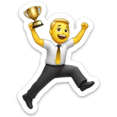 floating Excited man with awards sticker