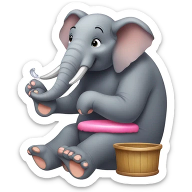 Elephant doing pedicure sticker