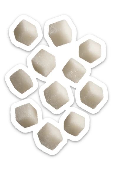 zollette di zucchero iperealistico 4k fluttuano in aria sticker