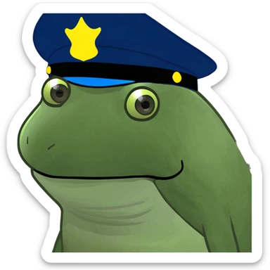 Frog with a cop hat  sticker