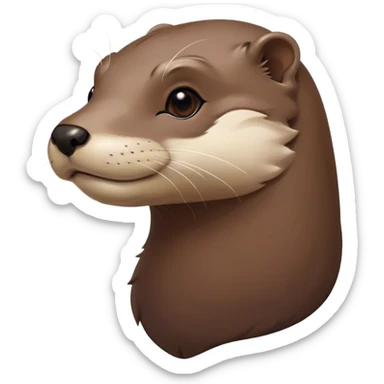 Cinematic Noble Otter Portrait Emoji, Poised and regal, with a sleek, streamlined build and a luxuriously smooth, well-groomed Fur of rich brown, deep-set soulful dark eyes, Simplified yet sharp and sophisticated features, highly detailed, glowing with a soft, dignified glow, high shine, intelligent and playful, stylized with an air of aquatic charm, focused and attentive, soft glowing outline, capturing the essence of a watchful and confident water-dweller, so majestic it feels as though it could glide out of the screen with effortless authority! sticker