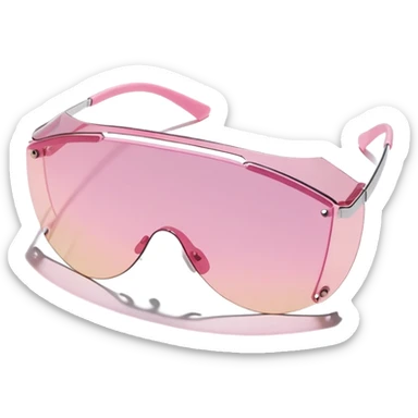frameless pink tinted shield visor sunglasses, Y2K aesthetic, one-piece lens sticker