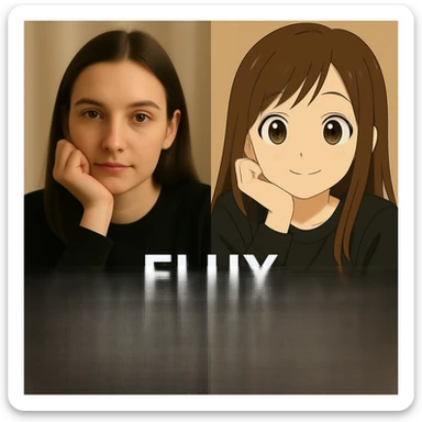 same similar image but chnage the text to "Flux Kontext Max", change people and pose too sticker