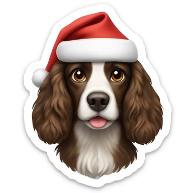 Spaniel wearing Santa hat sticker