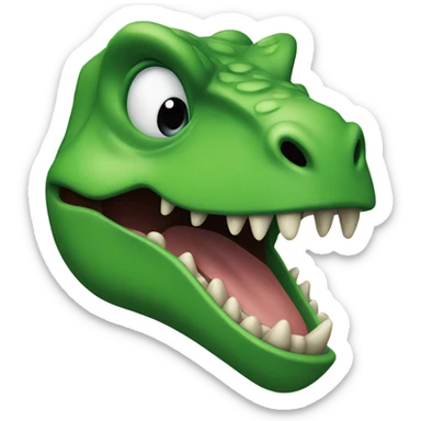 Green dinosaur head with its tongue sticking out sticker