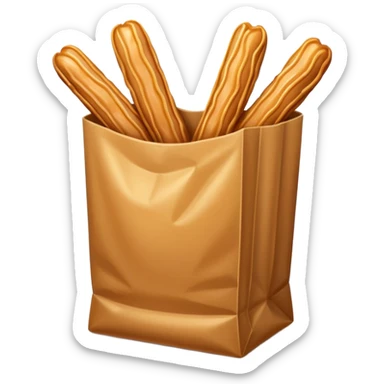 Un sac en papier normal avec à l’intérieur plusieurs churros au caramel bien sucree sticker