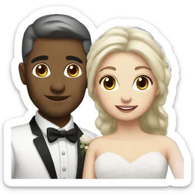blonde bride and groom with gray and black hair sticker