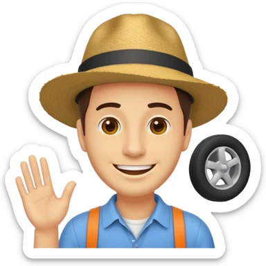 homme créole réunionnais  avec chapeau embouteillage route  sticker