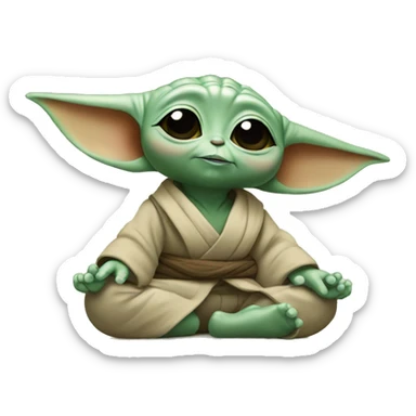 baby yoda doing yoga  sticker