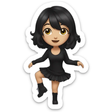 Thicc-goth-girl-with-black-hair-and-brown-eyes--dancing sticker