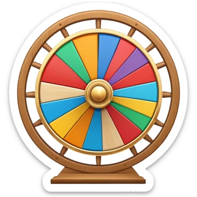 colorful fortune wheel with multiple sections and a spinner arrow sticker