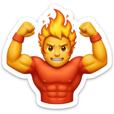 fire emoji add flex bicep behind it sticker
