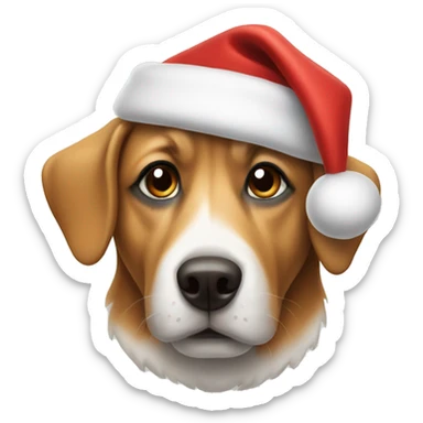Dog wearing a santa hat sticker