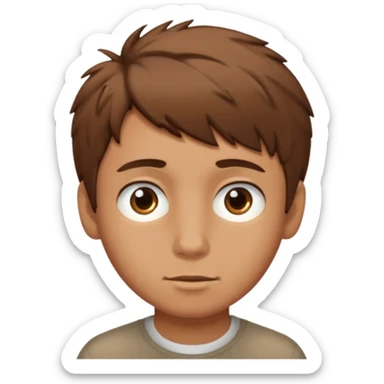 Make a boy with short messy brown hair that is tan sticker
