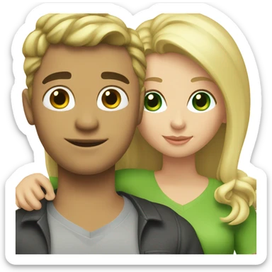 happy couple with contrasting styles, blonde girl green eyes sticker