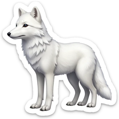 Hyper-realistic furry soft smooth elegant Arctic-wolf-arctic-fox, full body sticker