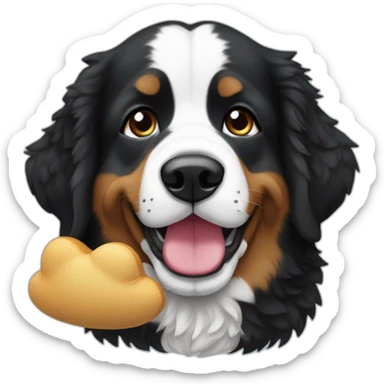 Berner sennen dog with a plushie in his mouth sticker