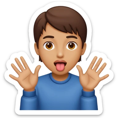 Tongue out with hands to the side, almost like swimming sticker