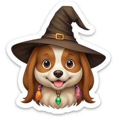 dog with witches hat sticker