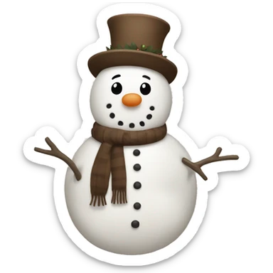 Brown and white asthetic snowman sticker