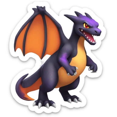 Cool Black Charizard-Quilava-Cat-Pokémon with orange belly and purple markings Full Body sticker