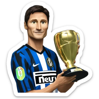 Javier Zanetti holding Champions League trophy in Inter shirt sticker